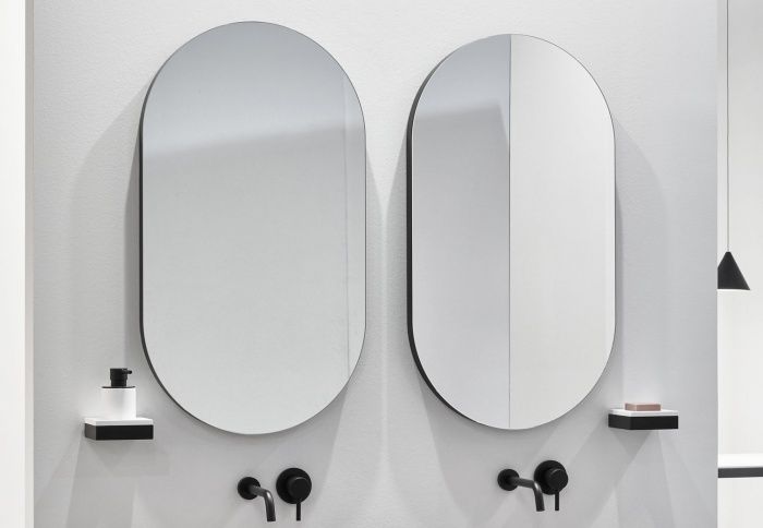 Specchio Catino Ovale Collezione I Catini Ceramica Cielo