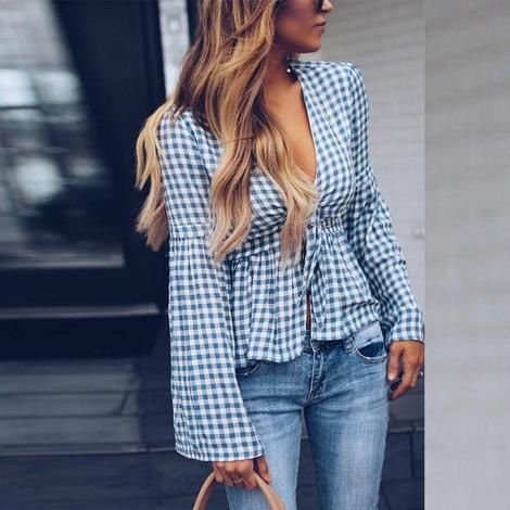 Damen Bluse V-Ausschnitt Tanktop Langarm Shirt T-shirt Oberteile Modern Tops Damen Bluse V-Ausschnitt Tanktop Langarm Shirt T-shirt Oberteile Modern Tops