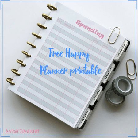 Free Happy Planner spending printable. Print this out and put it in your Happy Planner with the a punch.