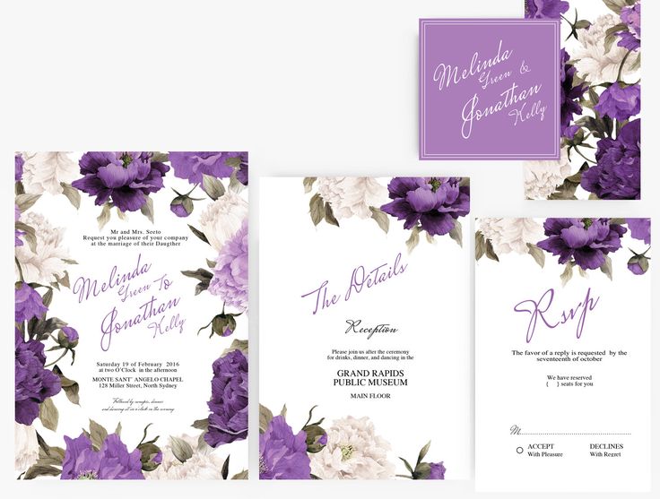 DIY Word Template Wedding Invitation Stationary Set | Editable Word Template | Instant Download | DIY You print | Floral purple Peony by xoBSpoke on Etsy https://www.etsy.com/listing/271605540/diy-word-template-wedding-invitation