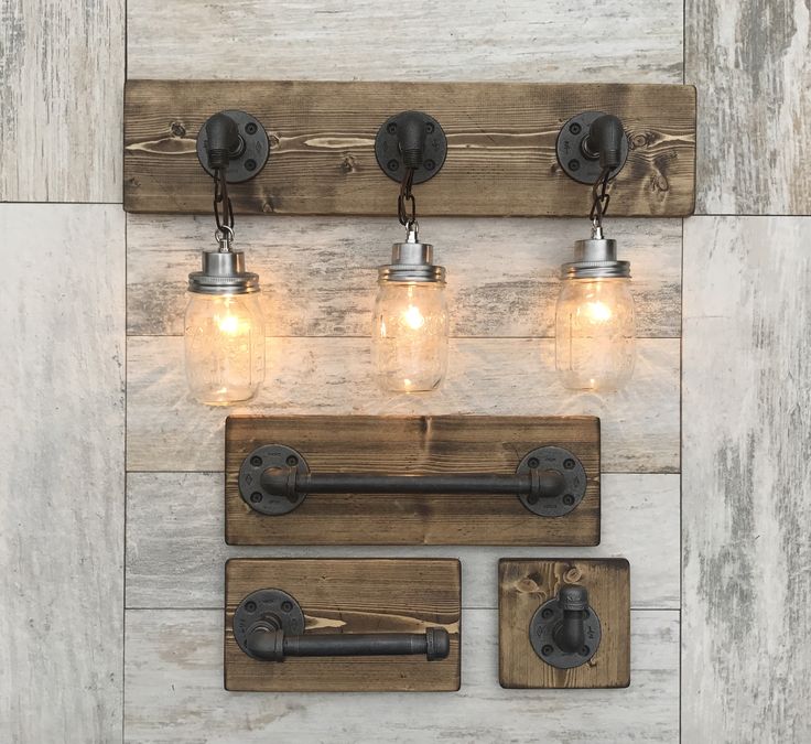 Industrial Rustic Vanity Light Hand Towel Holder TP And Hook Industrial Rustic Vanity Light Hand Towel Holder TP And Hook