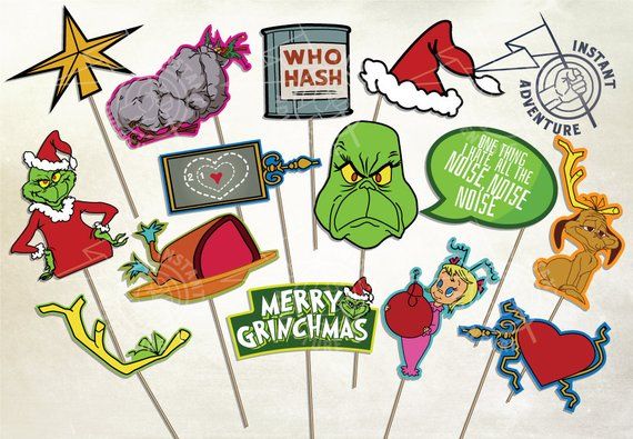 The Grinch Cartoon INSPIRED Photo Booth Props Digital Download The Grinch Cartoon INSPIRED Photo Booth Props Digital Download