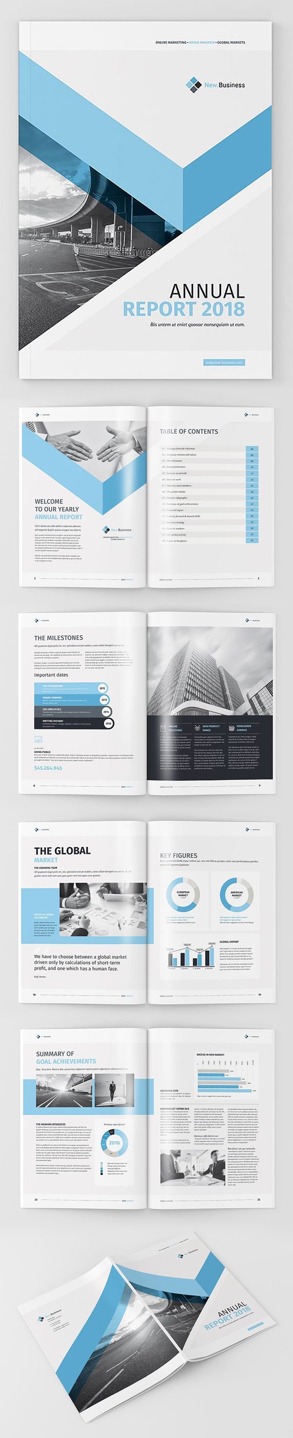 Professional Annual Report 2018 Template #brochuretemplate #catalogdesign #booklet #annualreport #printdesign #psdtemplate