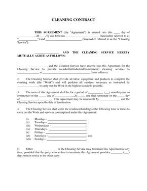 housekeeping contract samples