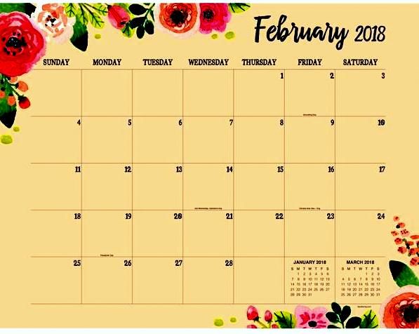 february 2018 calendar clip art