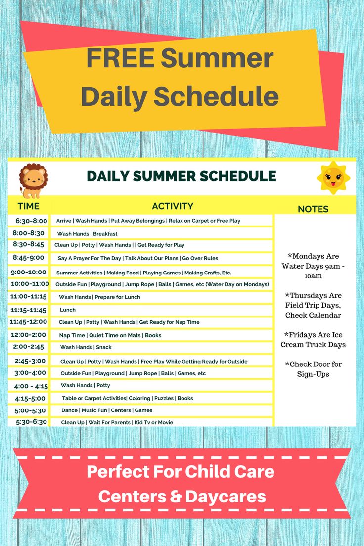 FREE Daily Summer Schedule for Your Child Care Center Summer schedule FREE Daily Summer Schedule for Your Child Care Center Summer schedule