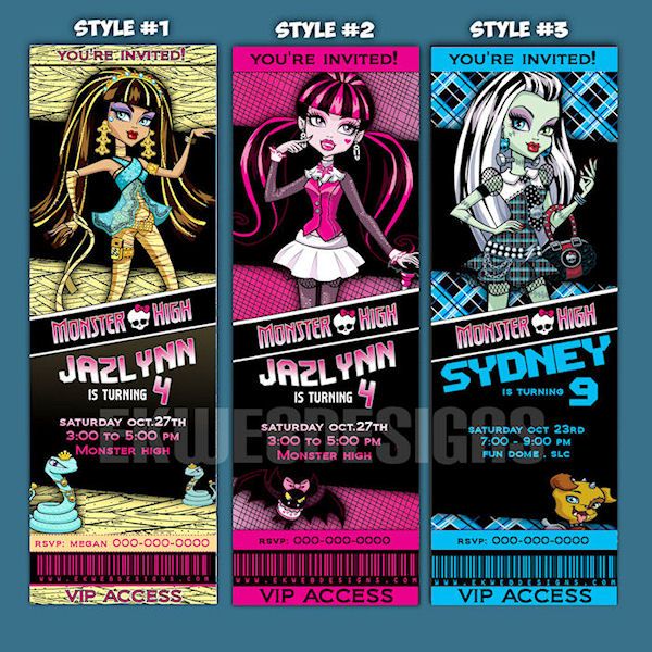 20 best Monster High Birthday Invitations images on Pinterest - free printable ticket style invitations 20 best Monster High Birthday Invitations images on Pinterest - free printable ticket style invitations