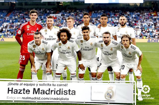 Real Madrid C F Temporada 2018 19 Courtois Sergio Ramos Kroos Varane Casemiro Y Benzema Bale Marcelo Marco Real Madrid Players Real Madrid Madrid
