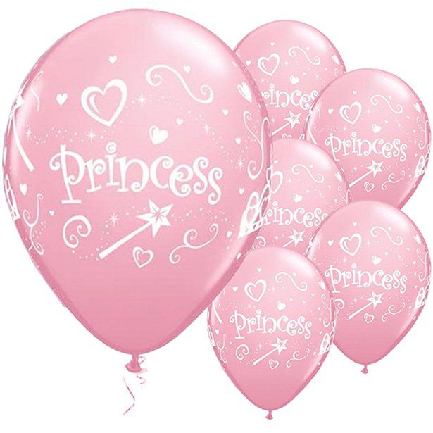 "Birthday Princess" Party Girls Pink Latex 6 x Confetti Balloons "Birthday Princess" Party Girls Pink Latex 6 x Confetti Balloons