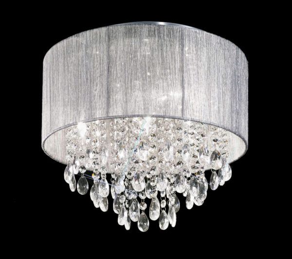 Contemporary 4 Lamp Flush Crystal Ceiling Light Chrome Silver Shade Lights - Small Flush Crystal Ceiling Lights Contemporary 4 Lamp Flush Crystal Ceiling Light Chrome Silver Shade Lights - Small Flush Crystal Ceiling Lights