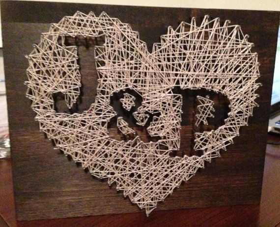 Ähnliche Artikel wie Herz Nagel String Kunst mit personalisierbaren Initial/Bri...