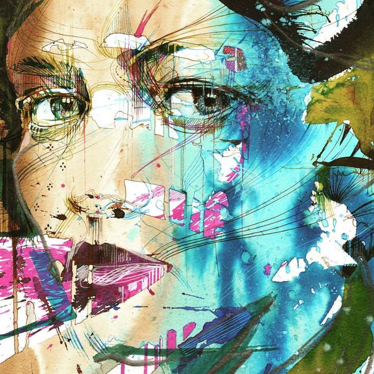 Carne Griffiths* is an British illustrator* known for working in the Abstract style. Griffiths creates amazing portraits of individuals and combined with fantasy elements with uncommon mediums, notably materials such as wisky, tea, and brandy. For biographical notes -in english and italian- and other works by Griffiths see: Carne Griffiths, 1973 | Abstract Portrait painter ➦