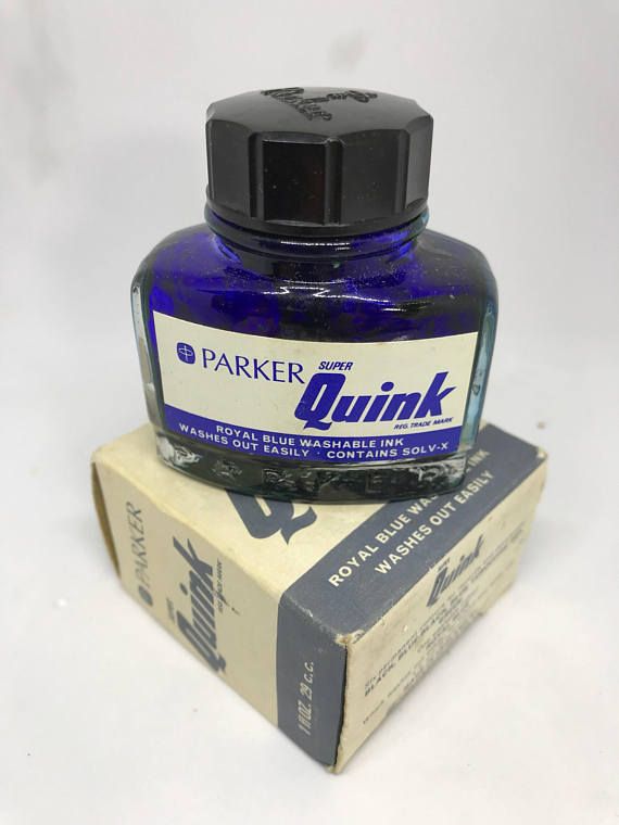 Parker Super Quink Vintage Royal Blue Permanent Ink Bottle Collectible parker-super-quink-vintage-royal-blue-permanent-ink-bottle-collectible