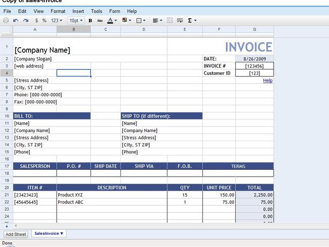 invoice template google docs