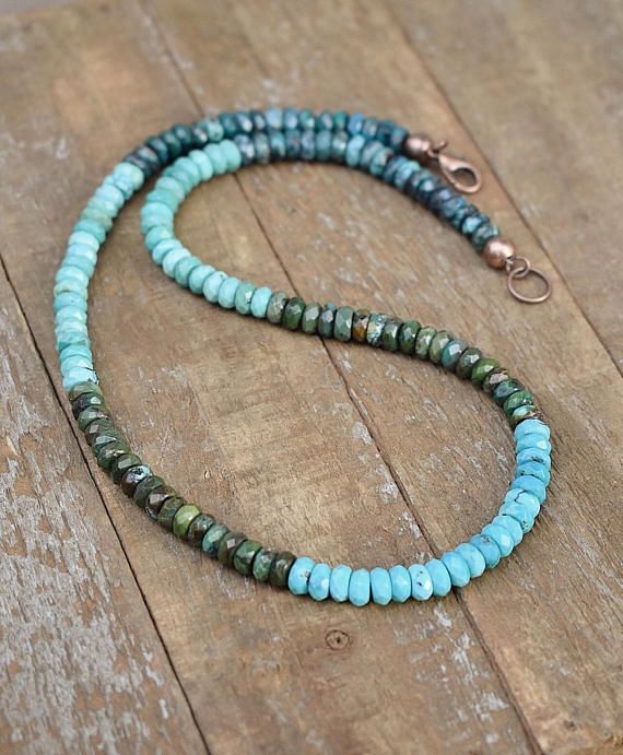 Gift Idea Thin Turquoise Necklace Turquoise Necklace Dainty Faceted Turquoise Necklace Gold Turquoise Beaded Necklace