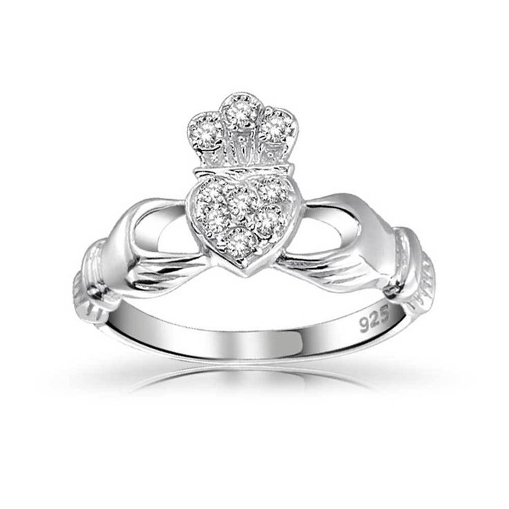 CZ Claddagh Ring Celtic Silver Ring Irish Wedding Ring CZ Heart Ring Claddagh Friendship Ring Claddagh Wedding Ring Irish Ring