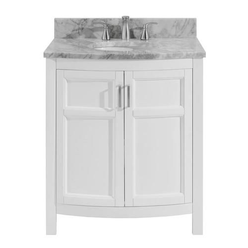 Allen Roth Moravia 30 In White Undermount Single Sink Bathroom Vanity With Natural Carrara Marble Top Com Inch Undermount Single Sink Bathroom Vanity, 30 Vanity Top With Undermount Sink