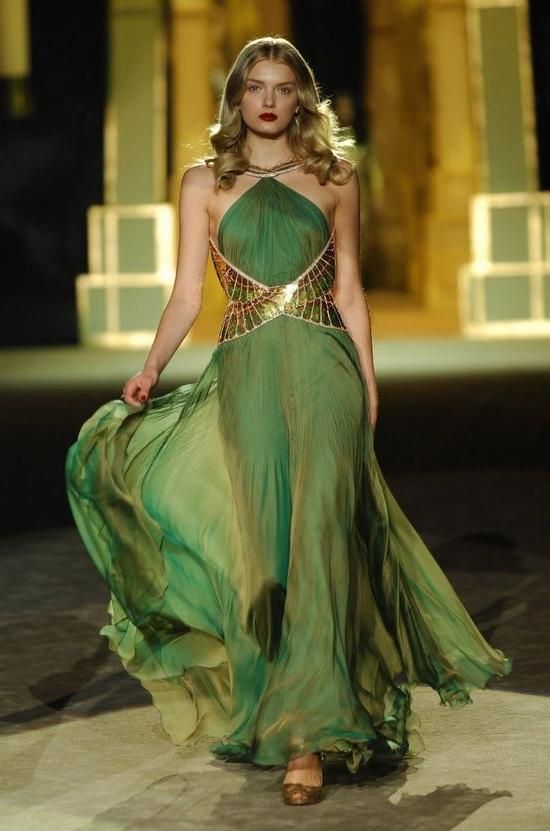 Green wedding dress with gold belt | Green and gold dress, Green