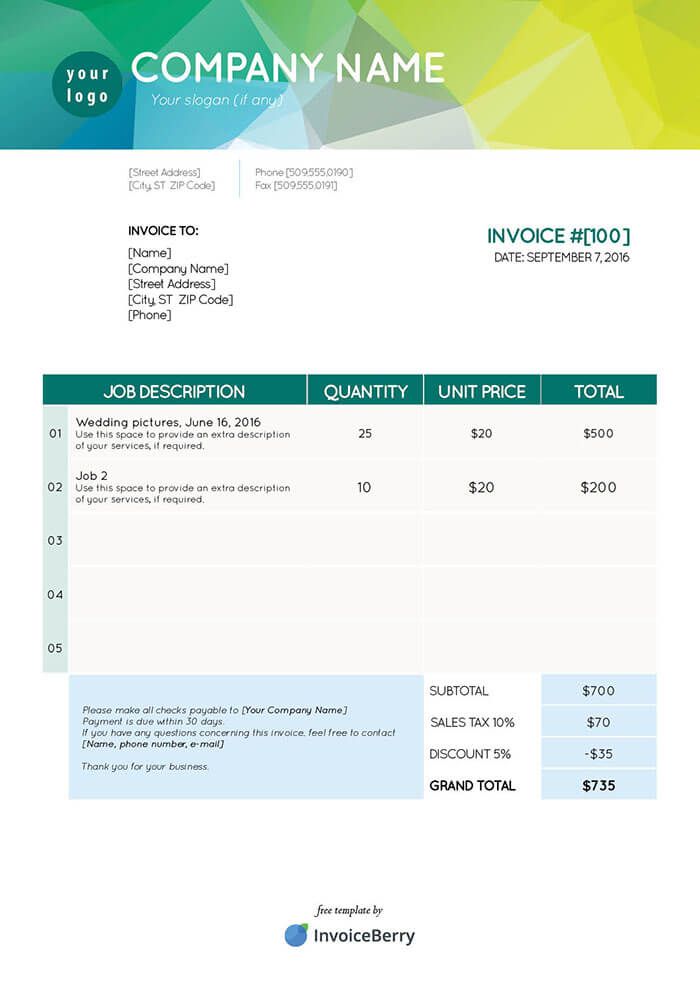 Aqua & Lime File format: .pdf Our clean, cool, modern blue-green PDF invoice template is a standout for its professional and simplified look.