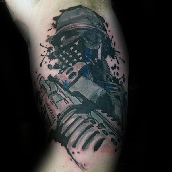 solider thin blue line guys watercolor artistic arm solider thin blue line guys watercolor artistic arm
