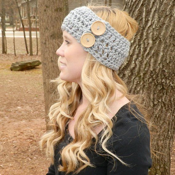 Earwarmer with Buttons Amelia Earwarmer Instant Download Chunky Earwarmer with Button Crochet Pattern