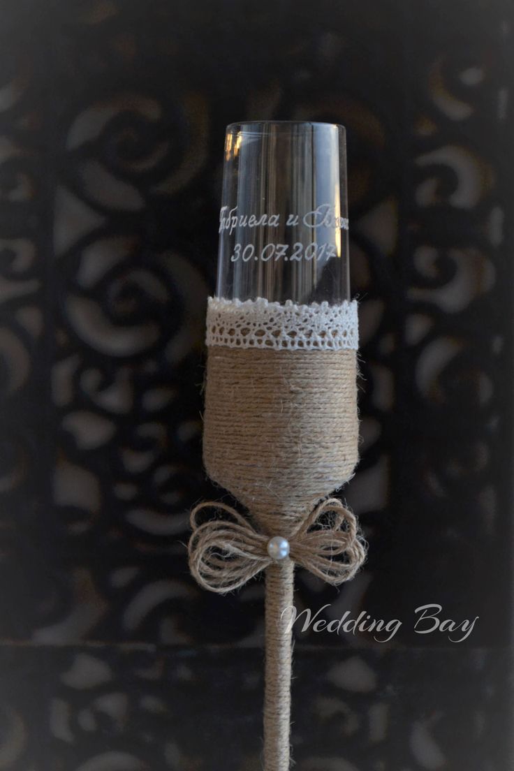 Excited to share this item from my #etsy shop: Rustic toasting flutes, Burlap we...
