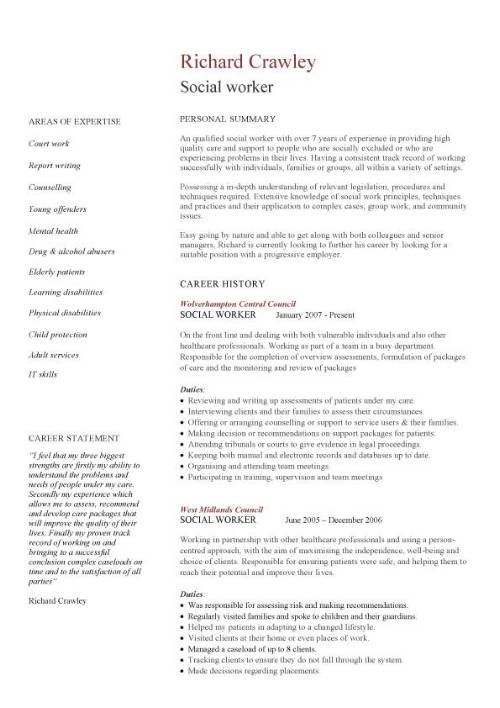 Social Worker Resume Template - This CV template gives you an idea of how to lay out your skills and experience if you're applying for a role as a Social Worker.