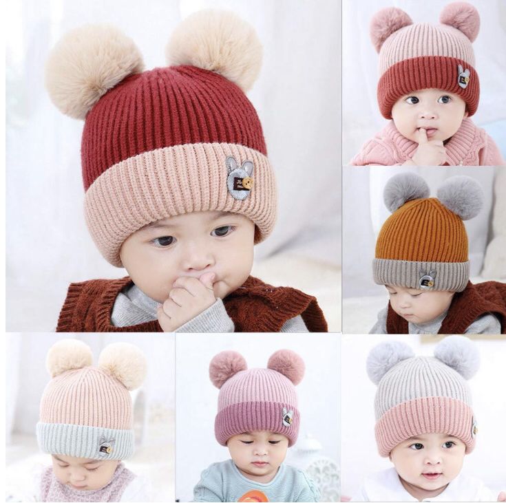 Baby Hat Beanie Cap Pompom Winter Boy Girl Hat Kids Warm Knitted Toddler Cap NEW