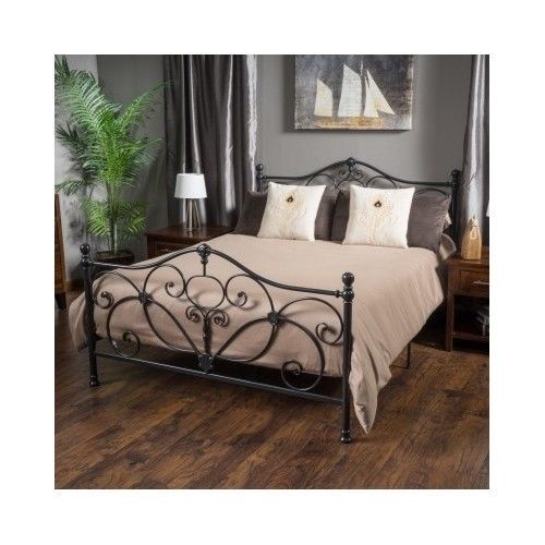 metal bed frame queen size black headboard footboard antique victorian elegant - King Size Iron Bed Frame metal bed frame queen size black headboard footboard antique victorian elegant - King Size Iron Bed Frame
