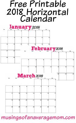 2018 pink horizontal calendar organization calendar free horizontal calendar