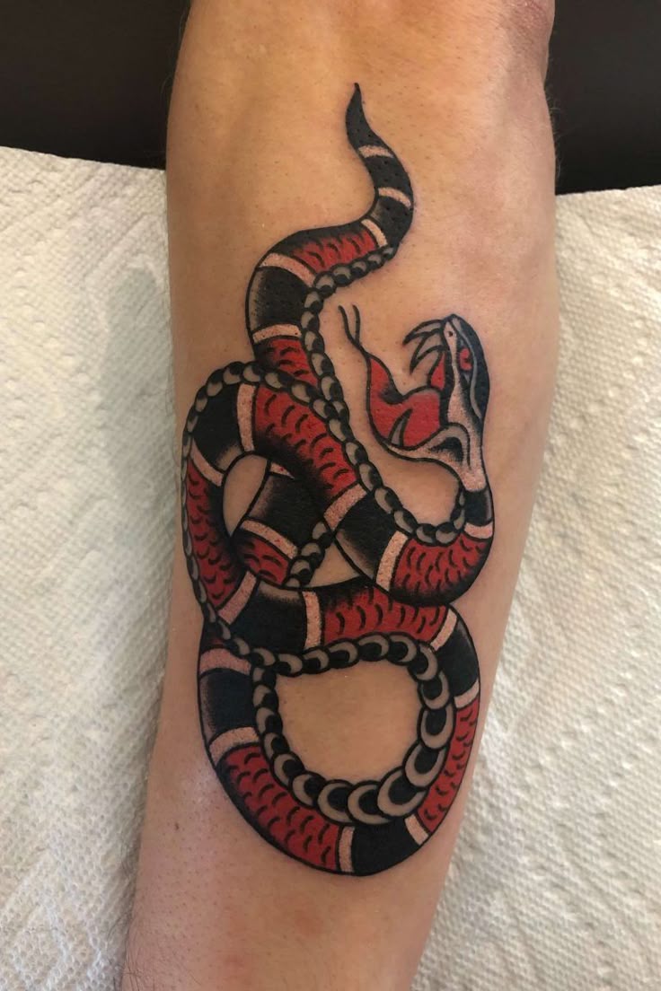Top 14 Coral Snake Tattoo Ideas | PetPress | Snake bracelet tattoo