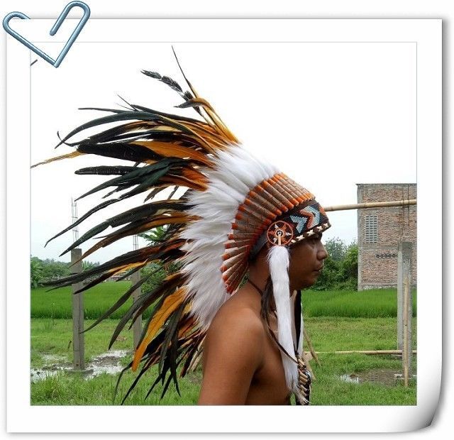 Feather Headdress Chief Indian Headdress American Native Warbonnet Feather Hat S