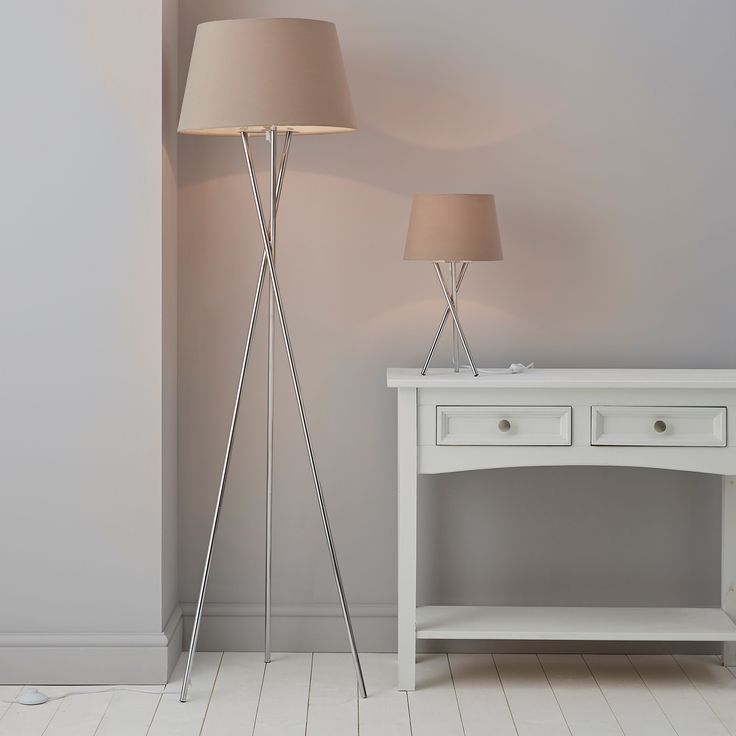 Jake Tripod Silver Chrome Floor Amp Table Lamp Set Departments Diy At B Q Lamps Bedroom Sets Floor Lamp Bedroom, Floor And Table Lamp Set