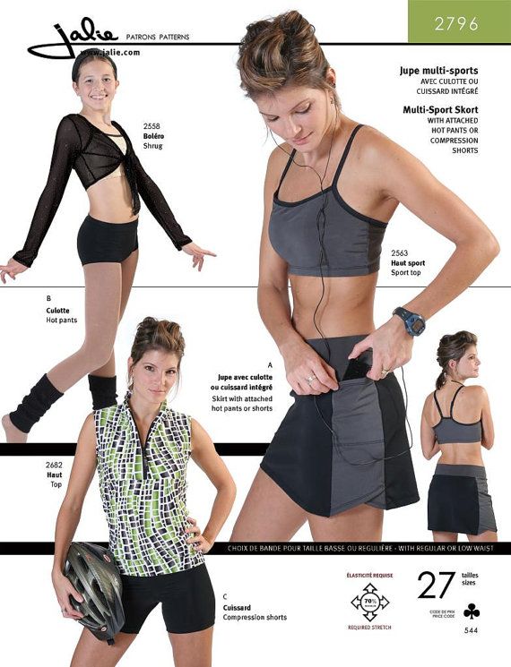 Jalie Multi-sport Skort, Hot Pants and Compression Shorts Sewing Pattern #2796 i...