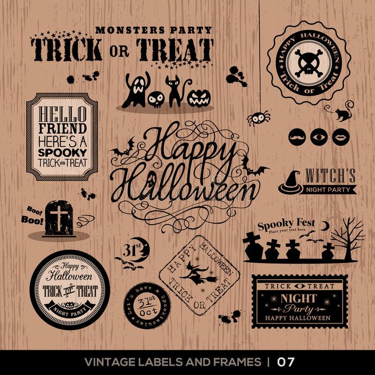 Vintage Halloween labels and frames set. Set of Halloween Labels and frames with #Sponsored , # ...