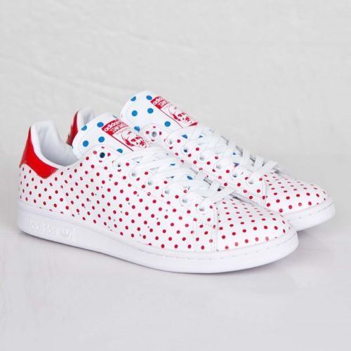 ADIDAS X STAN SMITH PHARRELL WILLIAMS WHITE RED POLKA DOT $190.00