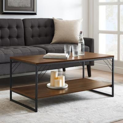 Welwick Designs 40 In Dark Walnut Black Medium Rectangle Wood Coffee Table With Shelf Hd8250 Wohnzimmertische Coole Couchtische Couchtisch Sets Medium Rectangle Wood Coffee Table, Dining Table That Lowers Into Coffee