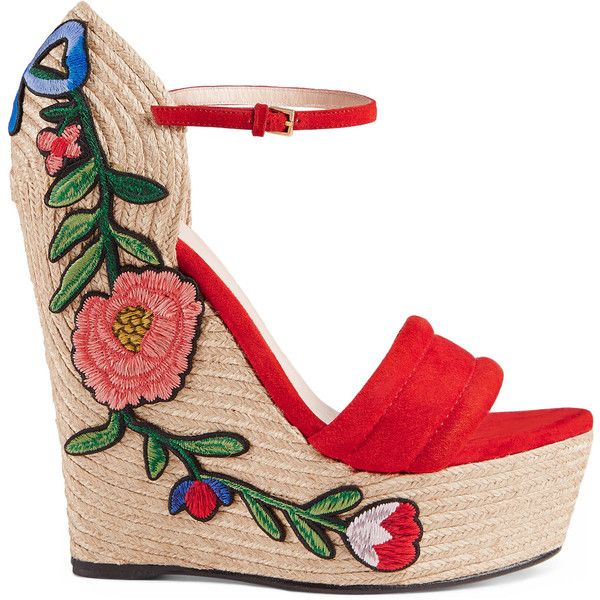 Best 25+ Red Wedge Heels Ideas On Pinterest Red Wedges, Wedge Gucci Embroidered Suede Platform Espadrille (28,400 DOP) ❤ liked on Polyvore featuring shoes, - Best 25+ Red Wedge Heels Ideas On Pinterest Red Wedges, Wedge
