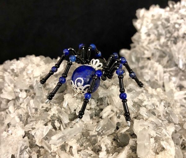 Small Blue Lapis Lazuli And Black Twisted Spiders Lapis Lazuli Lapis Blue
