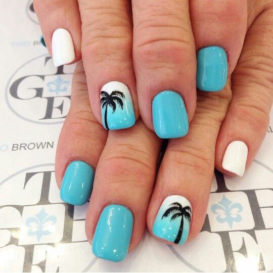 62 Best Palm Tree Nails Images On Pinterest Palm Tree Nails, Palm Baby blue, white, palm trees, acrylic nails, gel nails, nail art - 62 Best Palm Tree Nails Images On Pinterest Palm Tree Nails, Palm