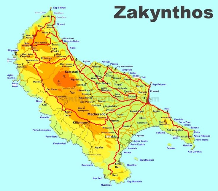 Zakynthos travel map | Zakynthos, Zakynthos greece, Travel maps