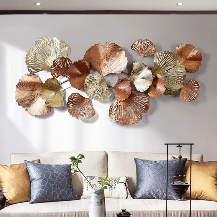 Metal Flower Wall Decor 3D Art Sculpture Gold Modern Living Room Hallway Bedroom Metal Flower Wall Decor 3D Art Sculpture Gold Modern Living Room Hallway Bedroom