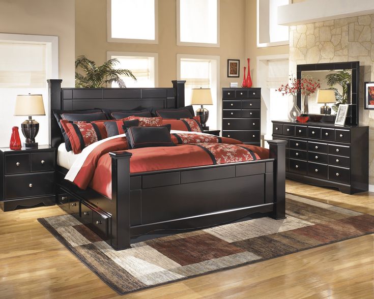 Ashley Shay Almost Black 4 Piece King Poster Storage