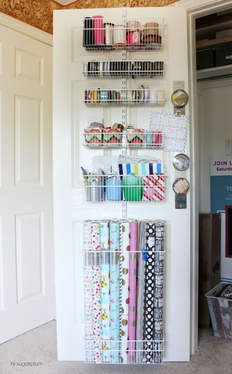 Hi Sugarplum | Organized Craft & Gift Wrap Great idea to use the back of doors f...