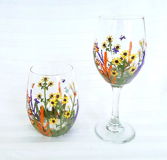 Hand painted Cylinder Vase with Colorado Wildflowers