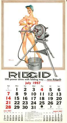 afbeeldingsresultaat voor vintage calendar july 1957 to do calender tools