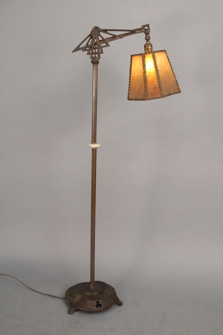 1930 s deco machine age bridge floor lamp mica shade antique light