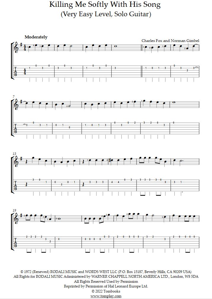 Killing Me Softly With His Song (Very Easy Level, Solo