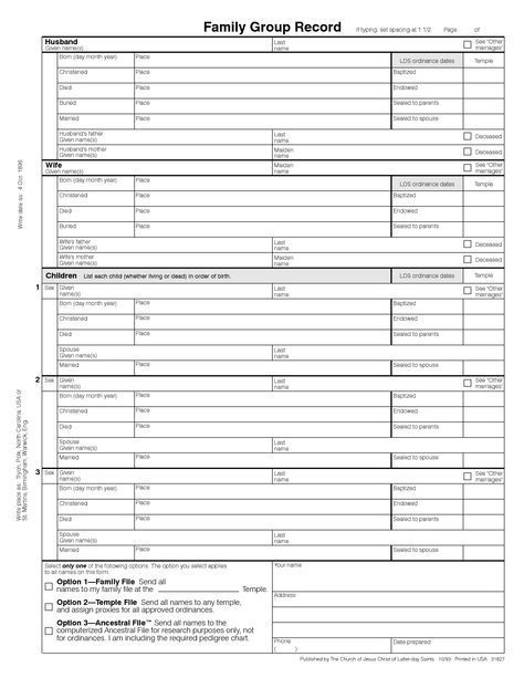 family group sheet template word