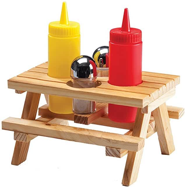 Wooden condiment picnic table